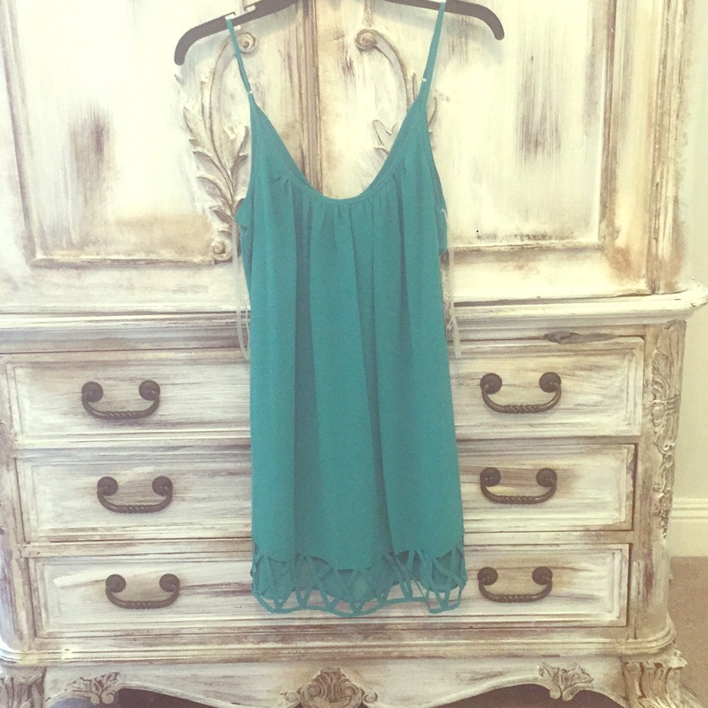 Dark teal flowing dress